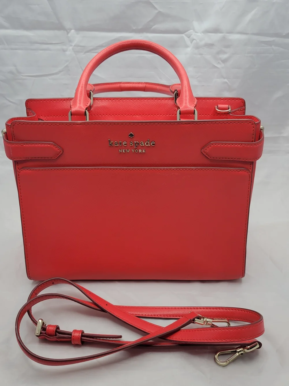 kate spade New York Red Structured Satchel With Long Strap